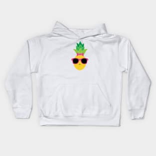 Lady Pineapple with Pink Sunglasses and Bow Kids Hoodie